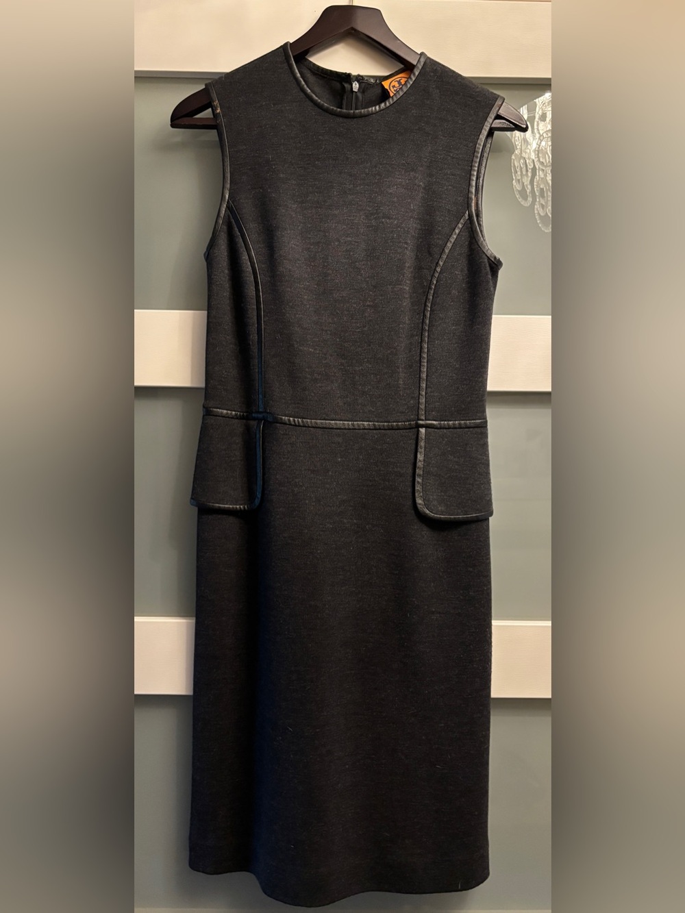 Tory Burch Black Wool Blend Peplum Dress Small